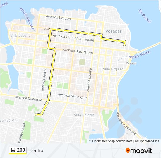 Mapa de 203 de autobús