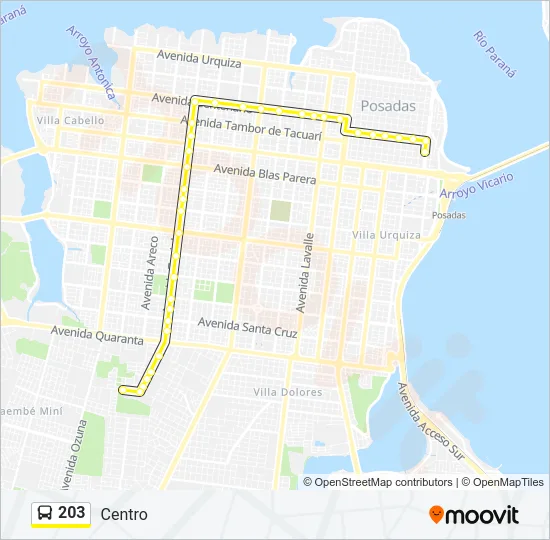 203 Bus Line Map