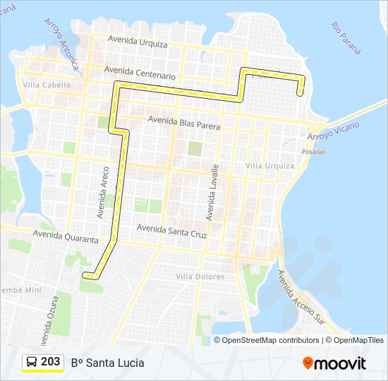 Mapa de 203 de autobús