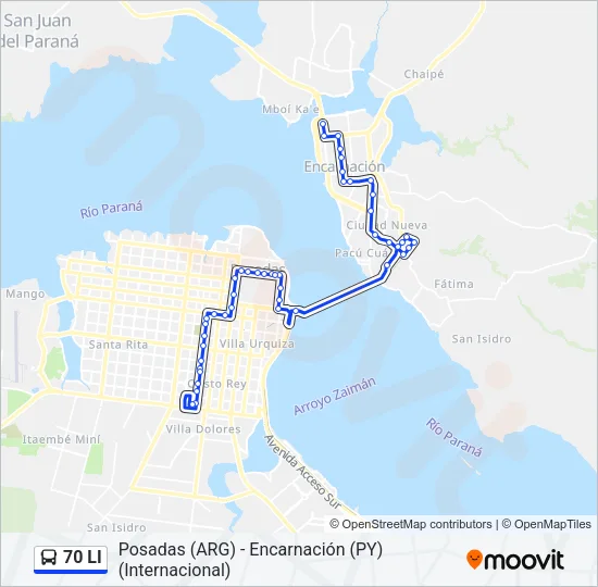 70 LI Bus Line Map