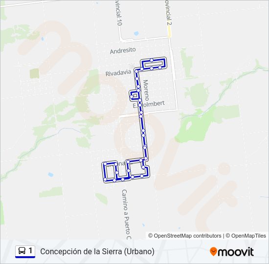 Mapa de 1 de autobús
