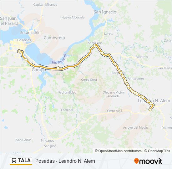 Mapa de TALA de autobús