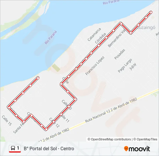 1 Bus Line Map