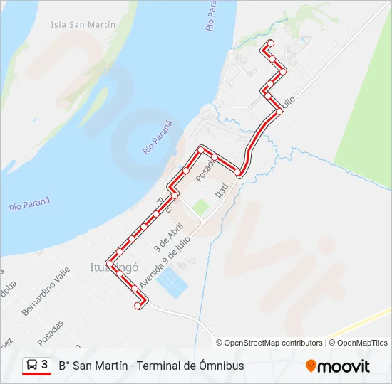 3 Bus Line Map