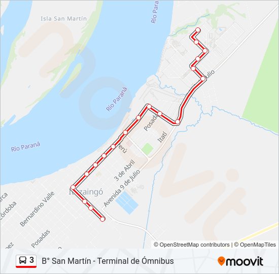 Mapa de 3 de autobús