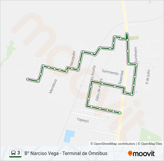 Mapa de 3 de autobús