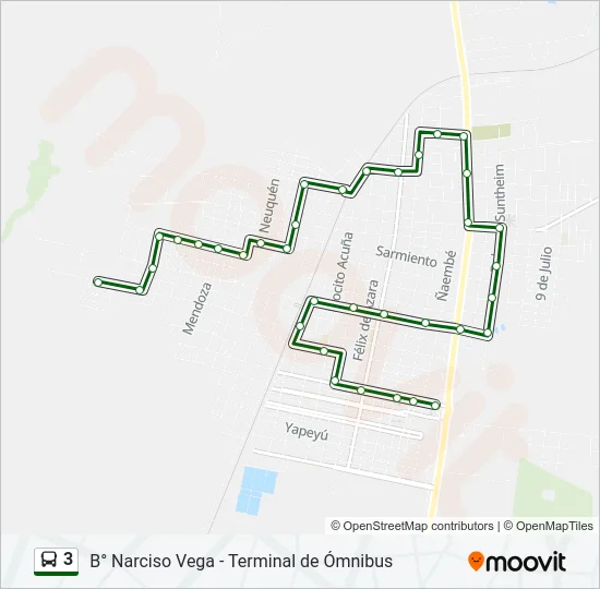 3 Bus Line Map