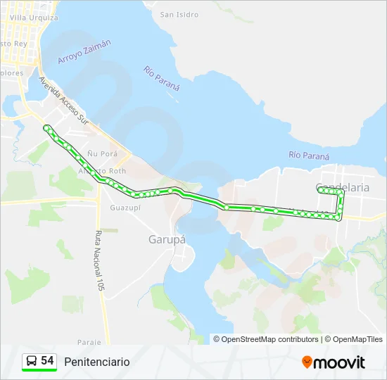 54 Bus Line Map