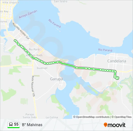 55 Bus Line Map