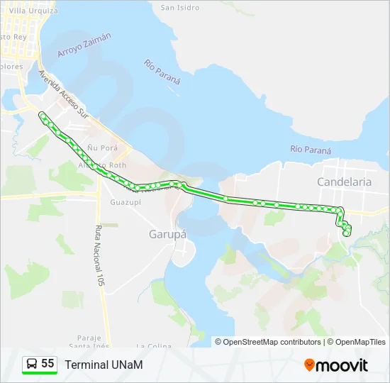 55 Bus Line Map
