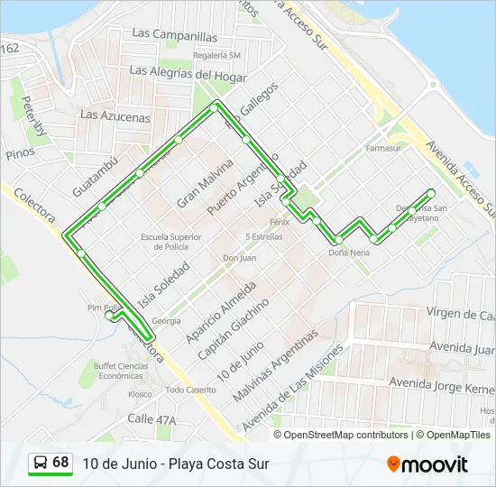 68 Bus Line Map