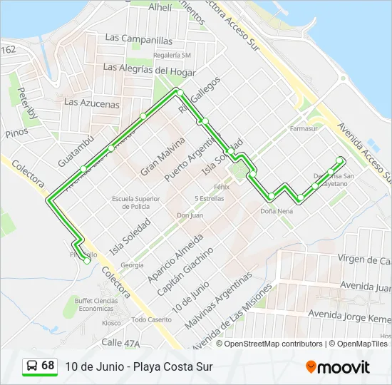 68 Bus Line Map