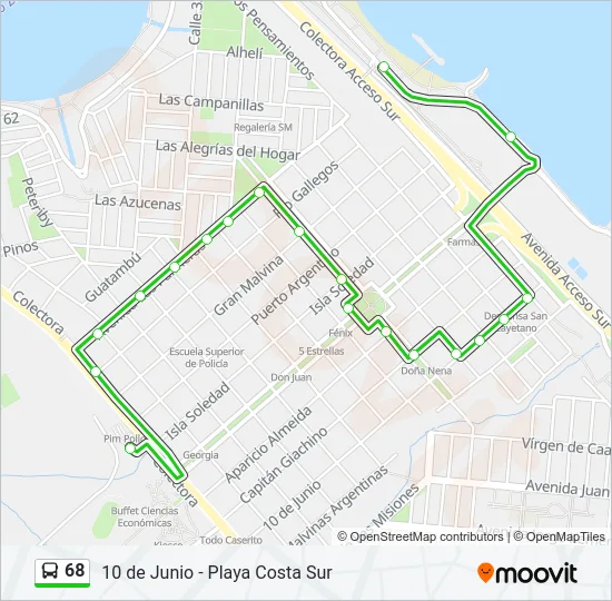 68 Bus Line Map