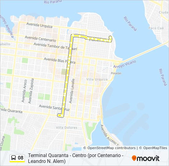 Mapa de 08 de autobús