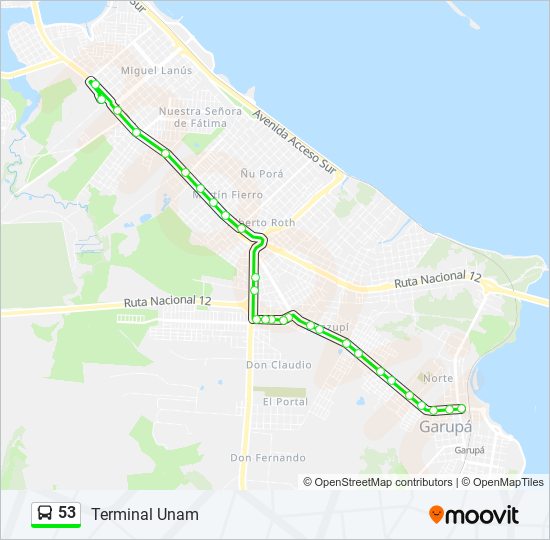 Mapa de 53 de autobús