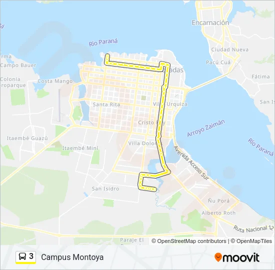 3 Bus Line Map