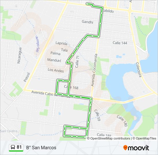 Mapa de 81 de autobús