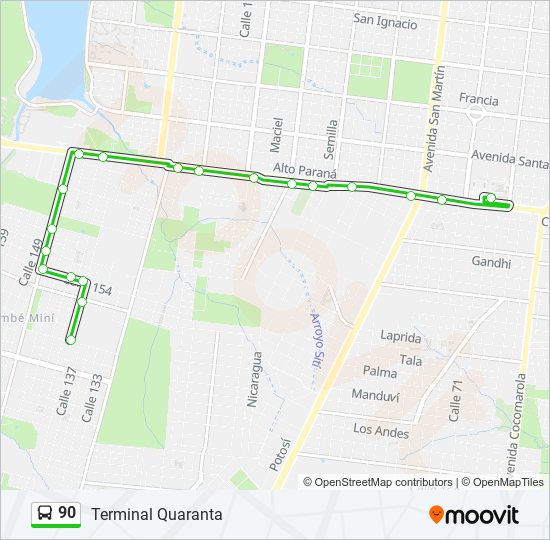 90 bus Line Map