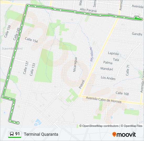 Mapa de 91 de autobús