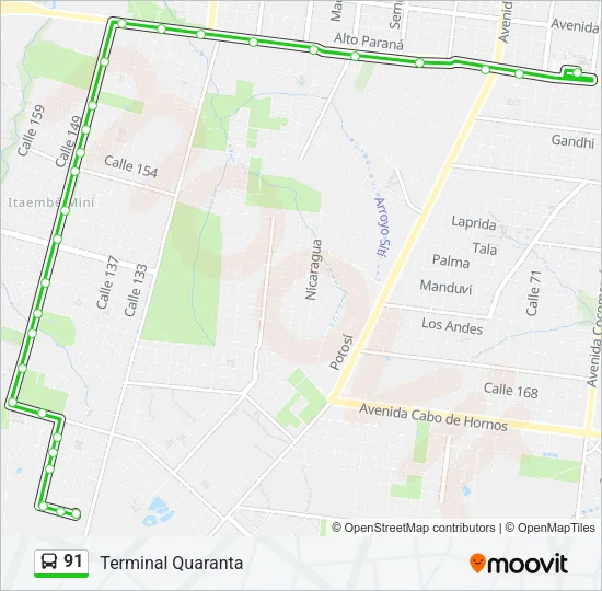 91 Bus Line Map