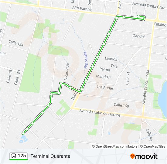 Mapa de 125 de autobús