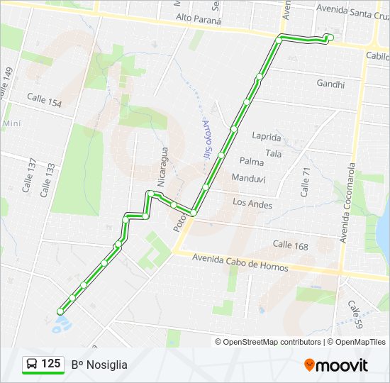 Mapa de 125 de autobús