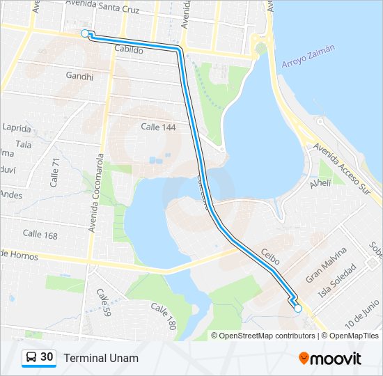 Mapa de 30 de autobús