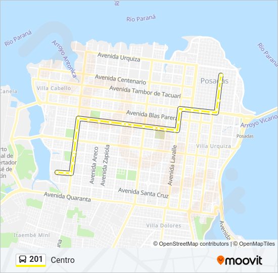 Mapa de 201 de autobús
