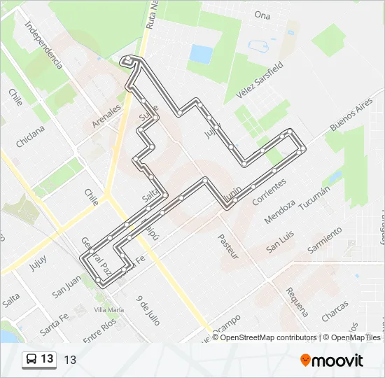 13 Bus Line Map