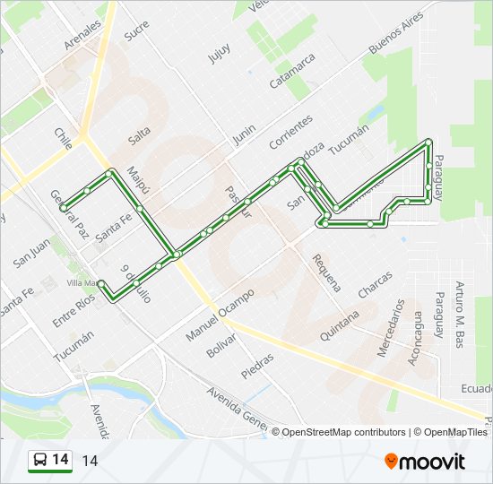 Mapa de 14 de autobús