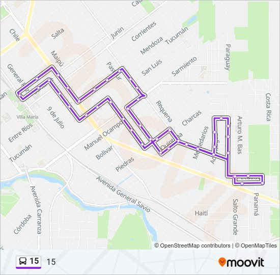 Mapa de 15 de autobús