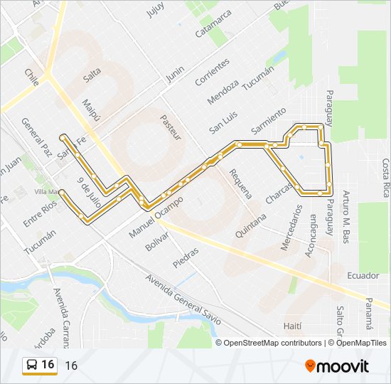 Mapa de 16 de autobús