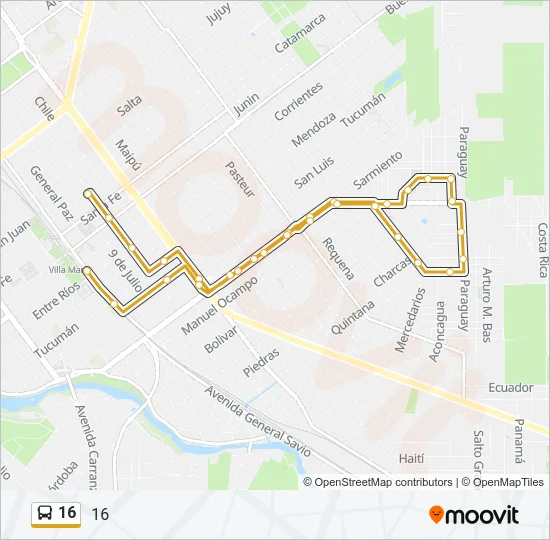 16 Bus Line Map