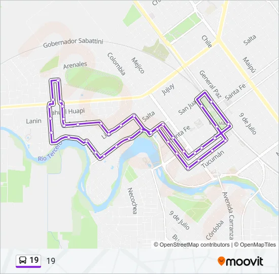 19 Bus Line Map