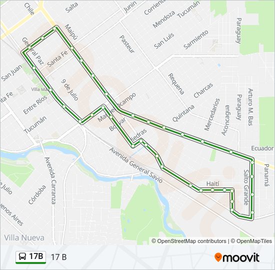 Mapa de 17B de autobús