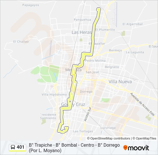 Mapa de 401 de autobús