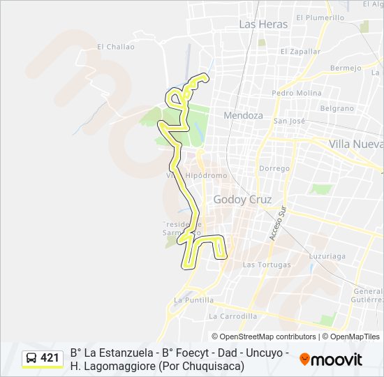 Mapa de 421 de autobús