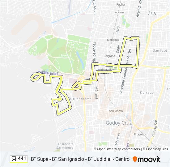 Mapa de 441 de autobús