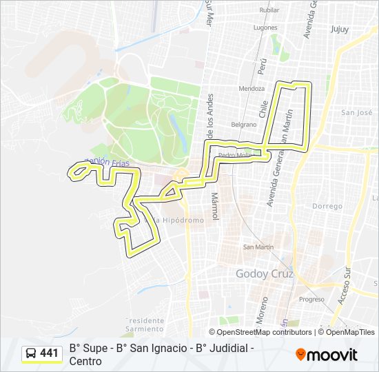 Mapa de 441 de autobús