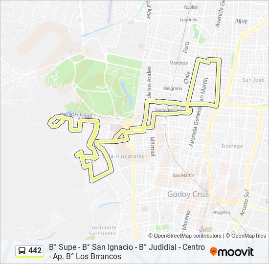 Mapa de 442 de autobús