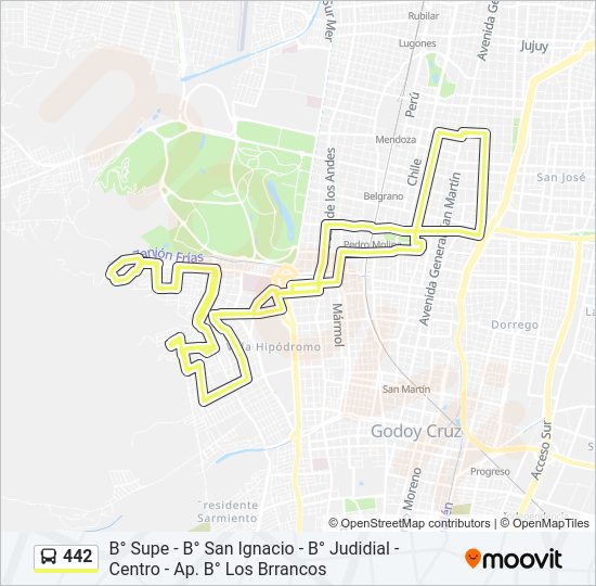 Mapa de 442 de autobús