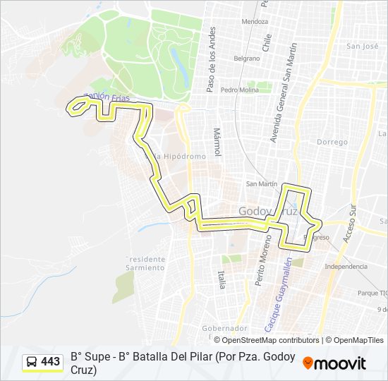 Mapa de 443 de autobús