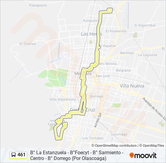 Mapa de 461 de autobús