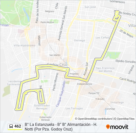 Mapa de 462 de autobús