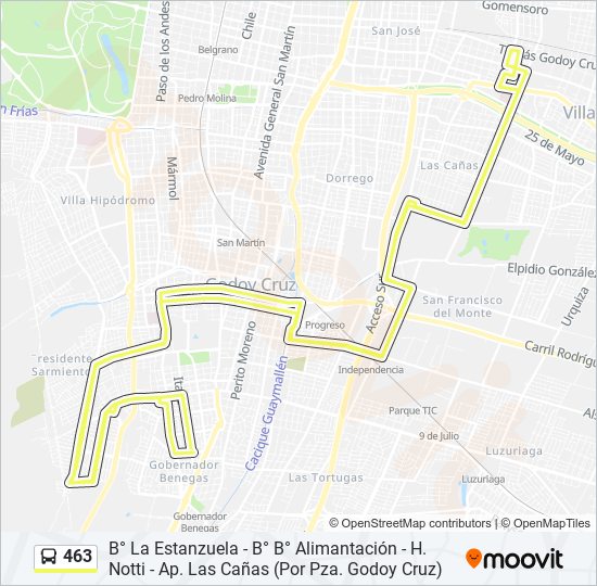 Mapa de 463 de autobús