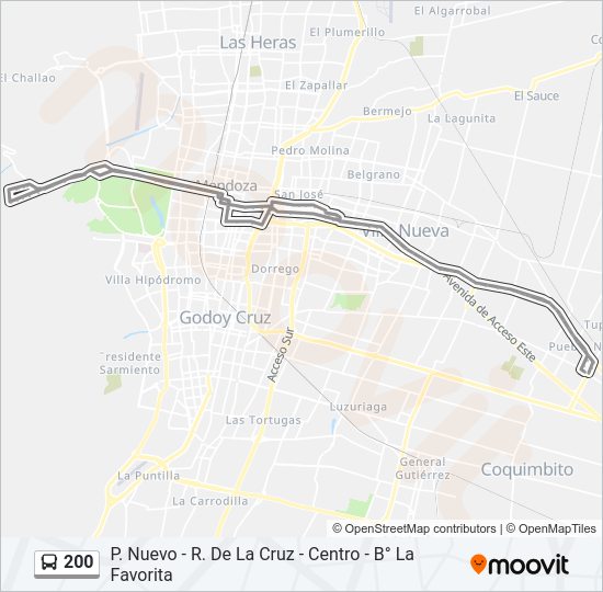 Mapa de 200 de autobús