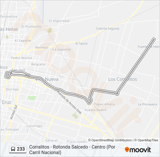 Mapa de 233 de autobús