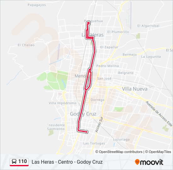 Mapa de 110 de autobús