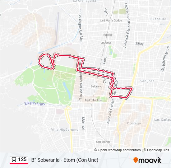 Mapa de 125 de autobús