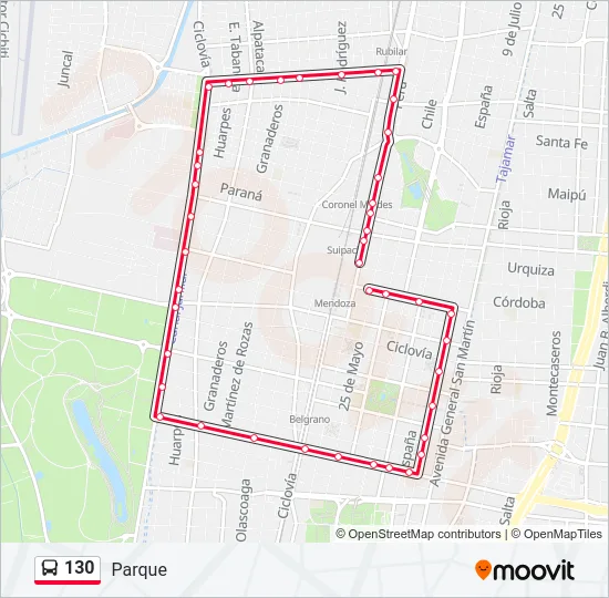 130 Bus Line Map